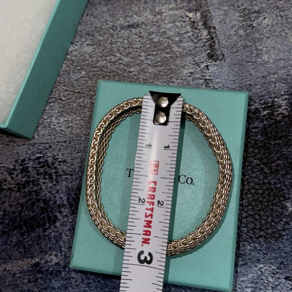 Tiffany & Co. 925 Sterling Silver Mesh Bracelet & Ring-Comes with Original Box - Picture 9 of 10